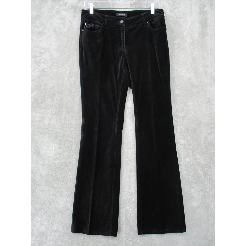 White House Black Market Pants 6 Velvet Boot Leg Pants Rhinestone Pockets Black